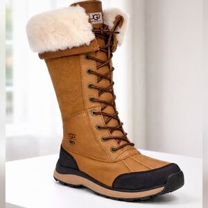UGG Adirondack Tall III Chestnut Leather Fur Boots